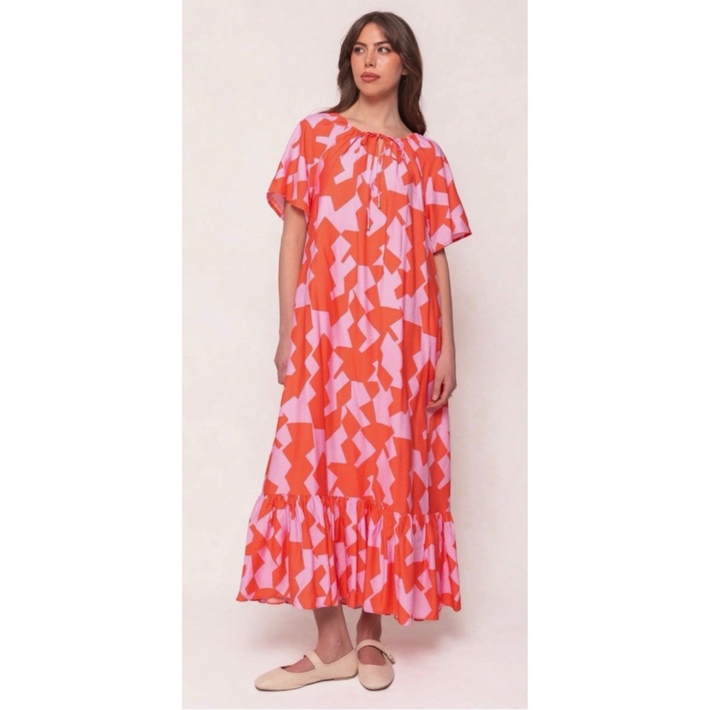 Ivy City Co Haven Maxi Dress In Geometric Print Modest Boho size Medium